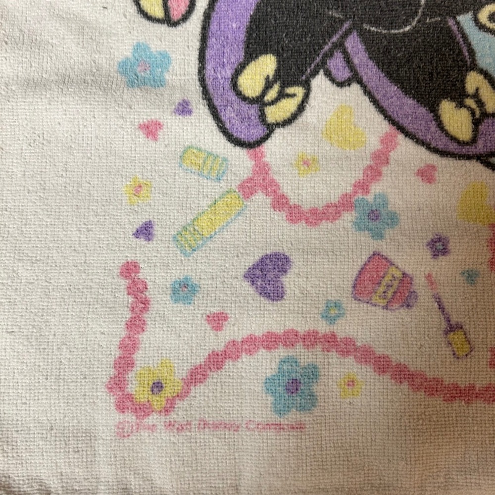 Disney Minnie Mouse Bath Towel Kids OS White Vintage 90s Makeup Pastel USA Made - Picture 4 of 5